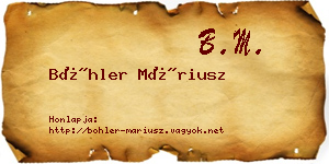 Böhler Máriusz névjegykártya